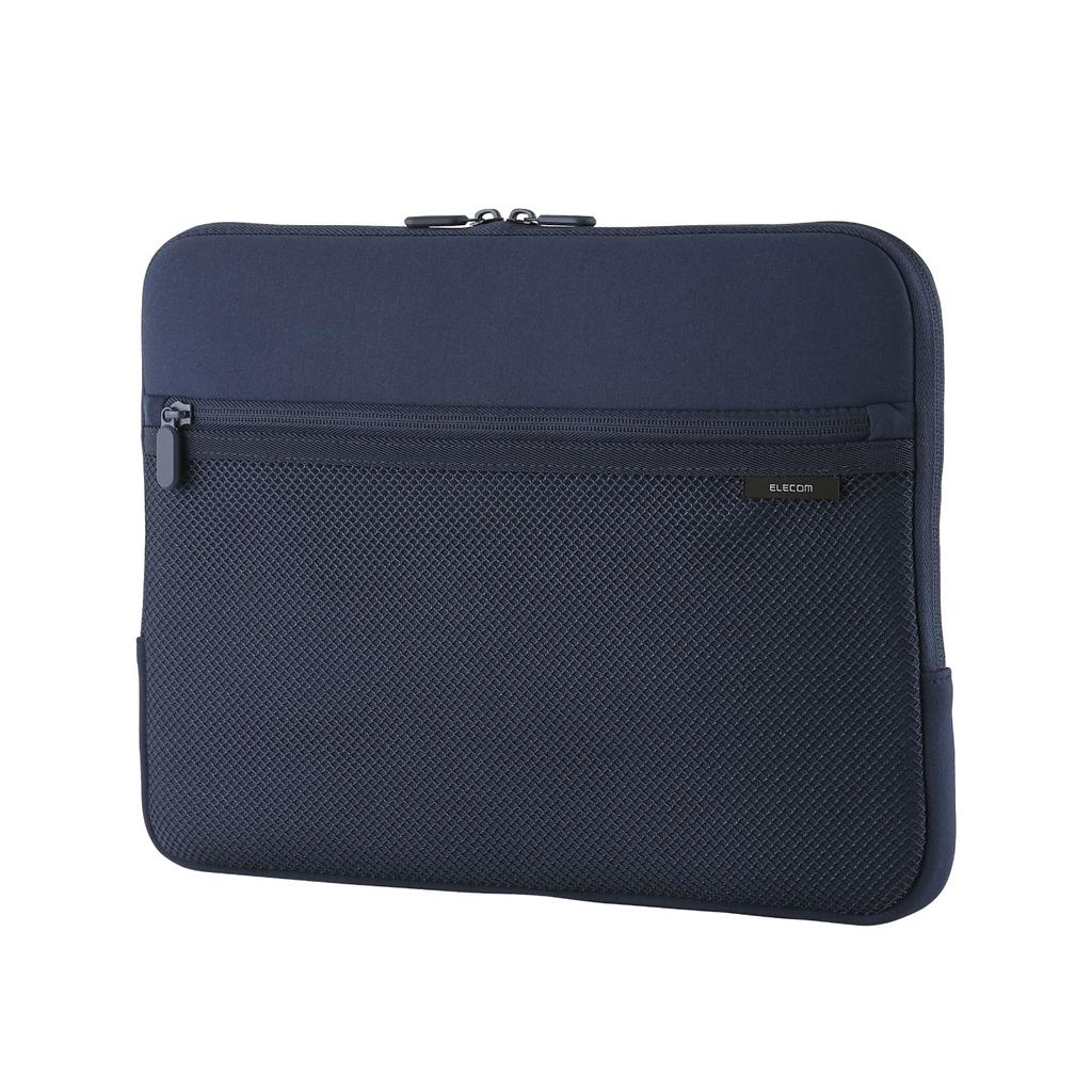 ELECOM Neoprene Laptop Case with Zipper Fits PCs Pocket, Navy, BM-IBPTNP14NV, 14-inch