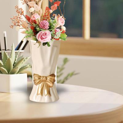 Bow Vase Flowerpot Flowers Holder Ceramic for Valentine's Day Housewarming Bedroom Dry
