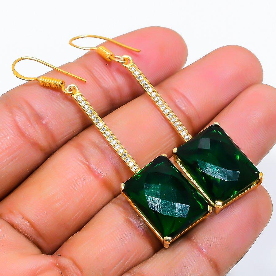 

Chrome Diopside Gemstone 925 Solid Sterling Silver Jewelry Earring 2.36 GK-5808