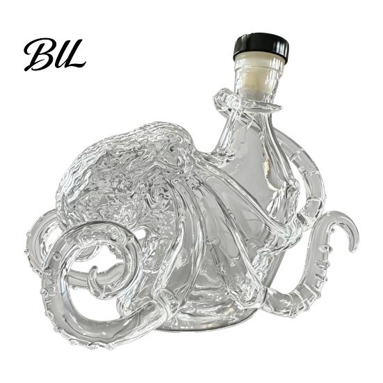 Marine Life Collectible Bottle Octopus-Shaped Glass Decanter, 3D Artistic Borosilicate for Whiskey Wine Soda, Sculpted 350ml Decorative Liquid Bottle,