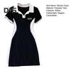 Damen Mini-Hemdkleid, kurzärmelig, Colorblock-Kleid mit Kragen, Sommer, lässig, V-Ausschnitt, figurbetontes Kleid, Party, Club, kurzes Kleid