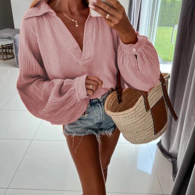 

DAFIFY женские модные повседневные осенне-зимние однотонные рубашки-поло с длинным рукавом и принтом, блузки и рубашки XXL