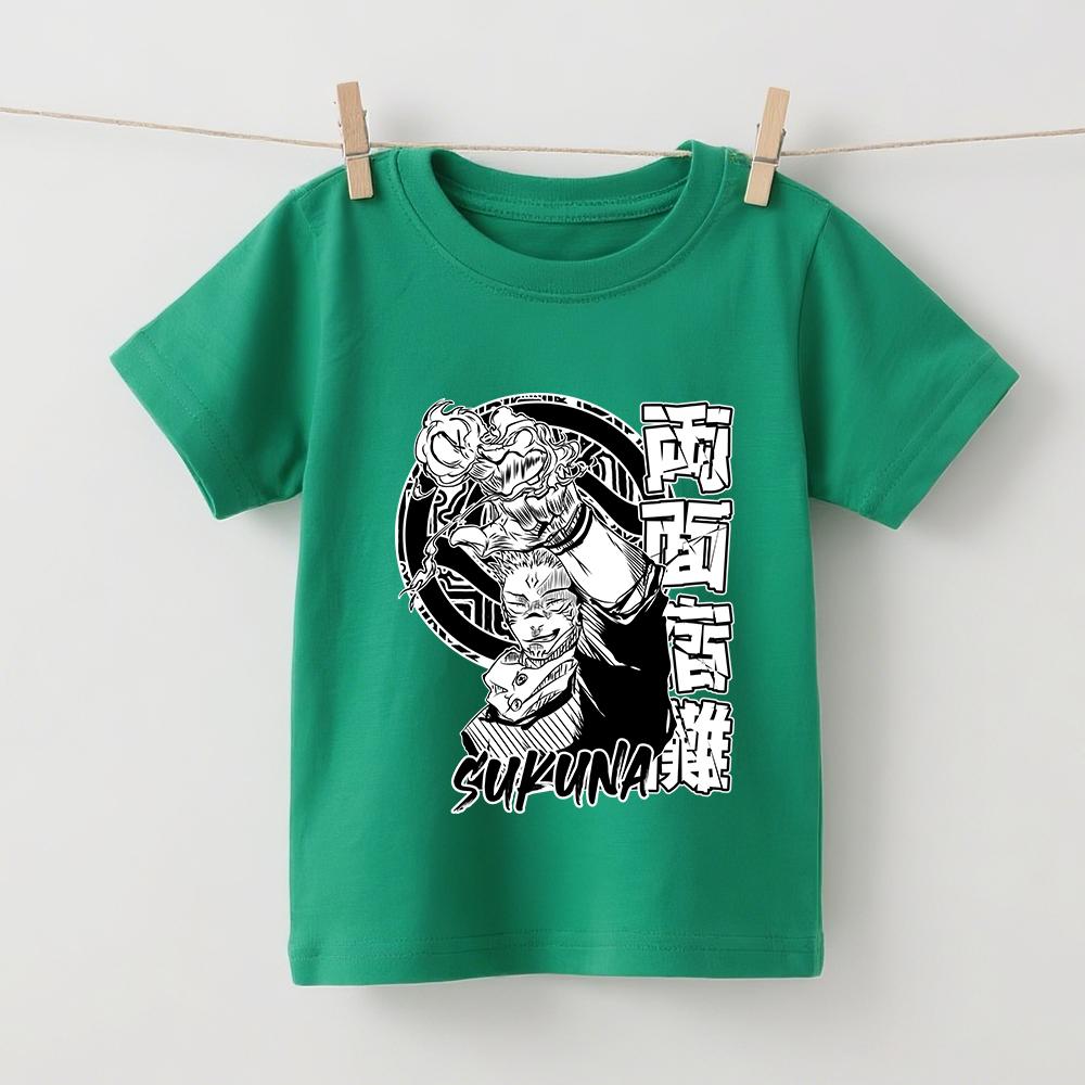Anime Jujutsu Kaisen Sukuna Printed Cotton T Shirt for Boys Girls Short Sleeve Kids Tee Summer Soft Casual Wear
