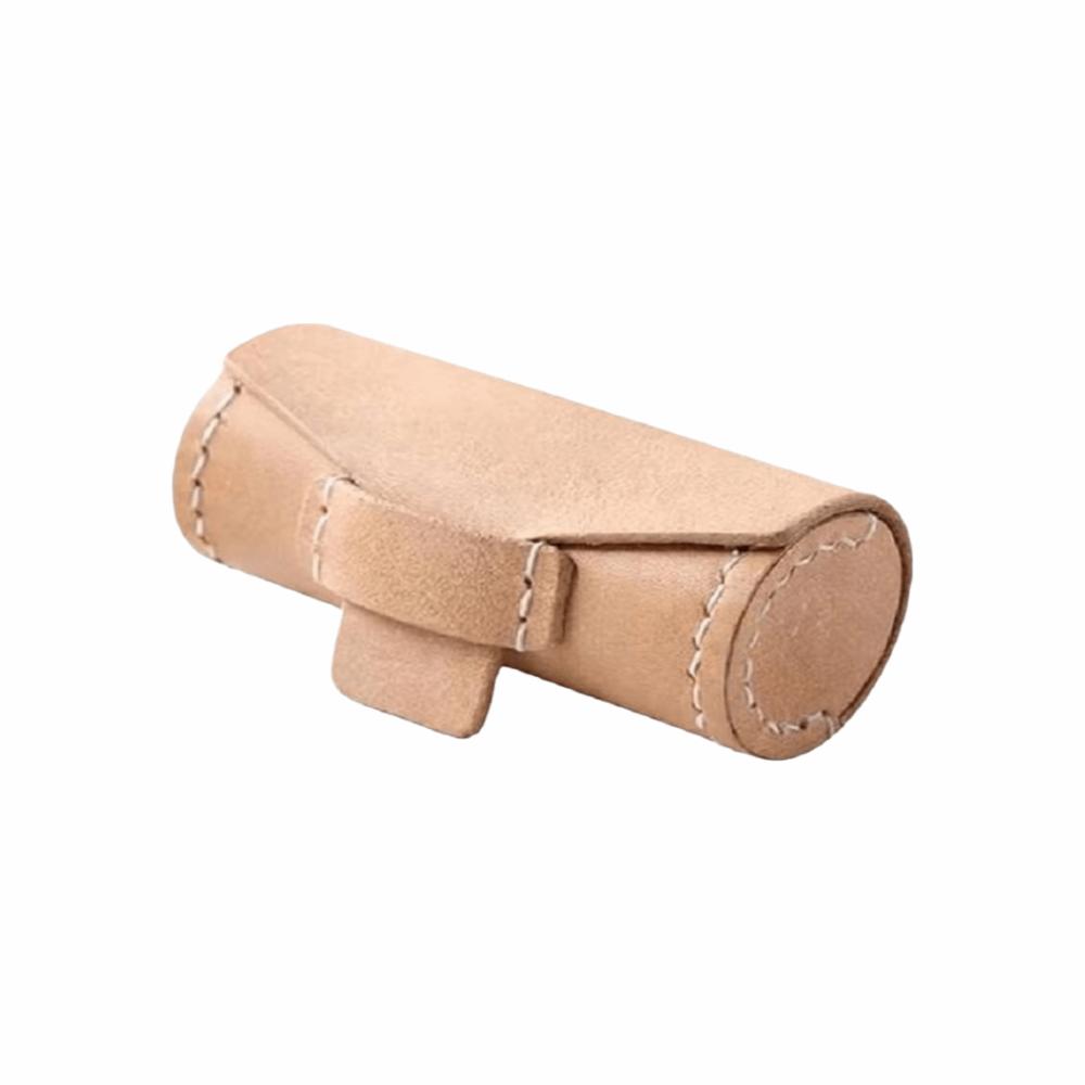 

PU Leather Lipstick Storage Bag Protective Solid Color Keychain Storage Case Portable with Lid Mini Lipstick Cover Jewelry бежевый
