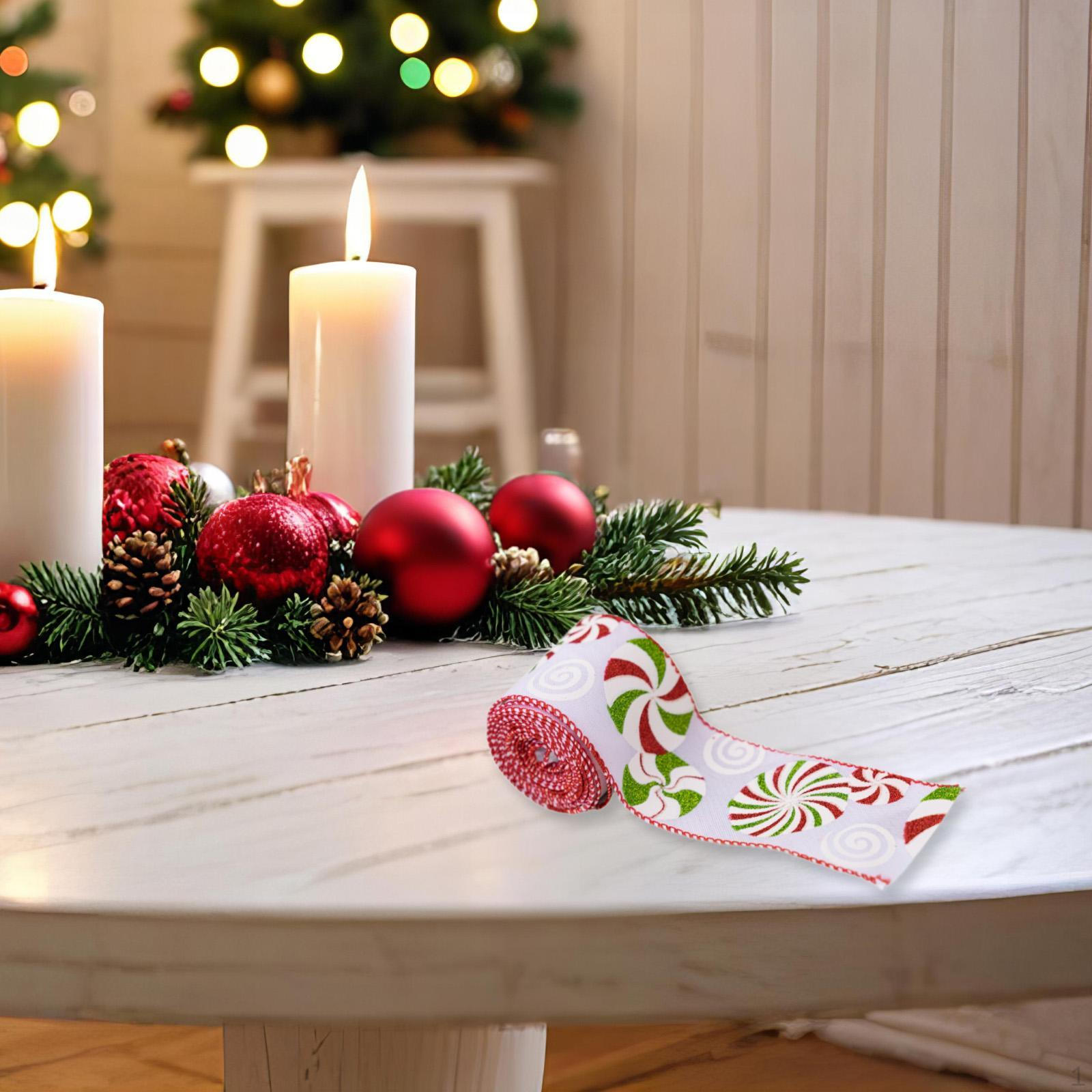 

Лента с проволочным краем в виде рождественской конфеты и мяты шириной 2,5 дюйма для мешковины Style C