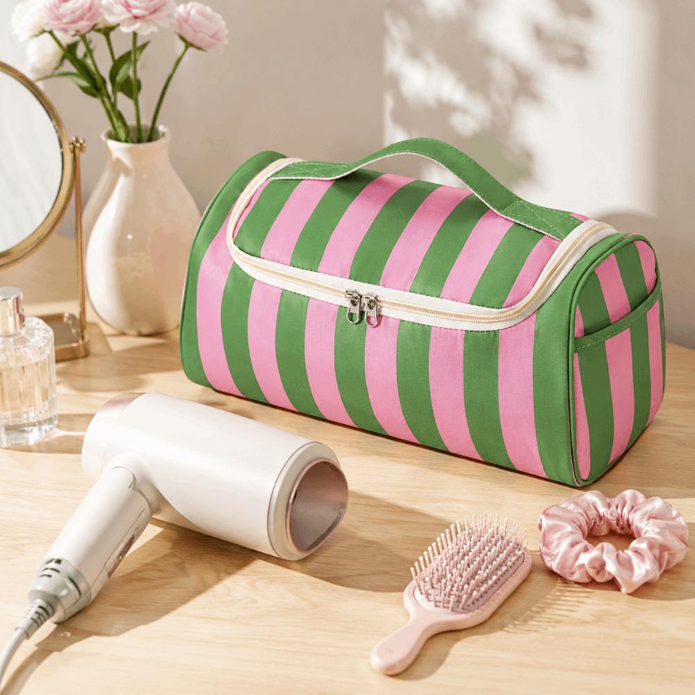 Striped Travel Storage Case Large Capacity Makeup Organizer Bag Travel Toiletry Bag Home Storage