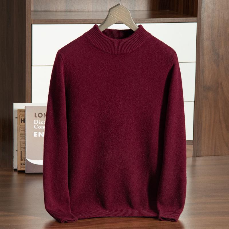 Men's Thickened Cashmere Half-High Neck Sweater - Loose Fit, Warm Knit Pullover