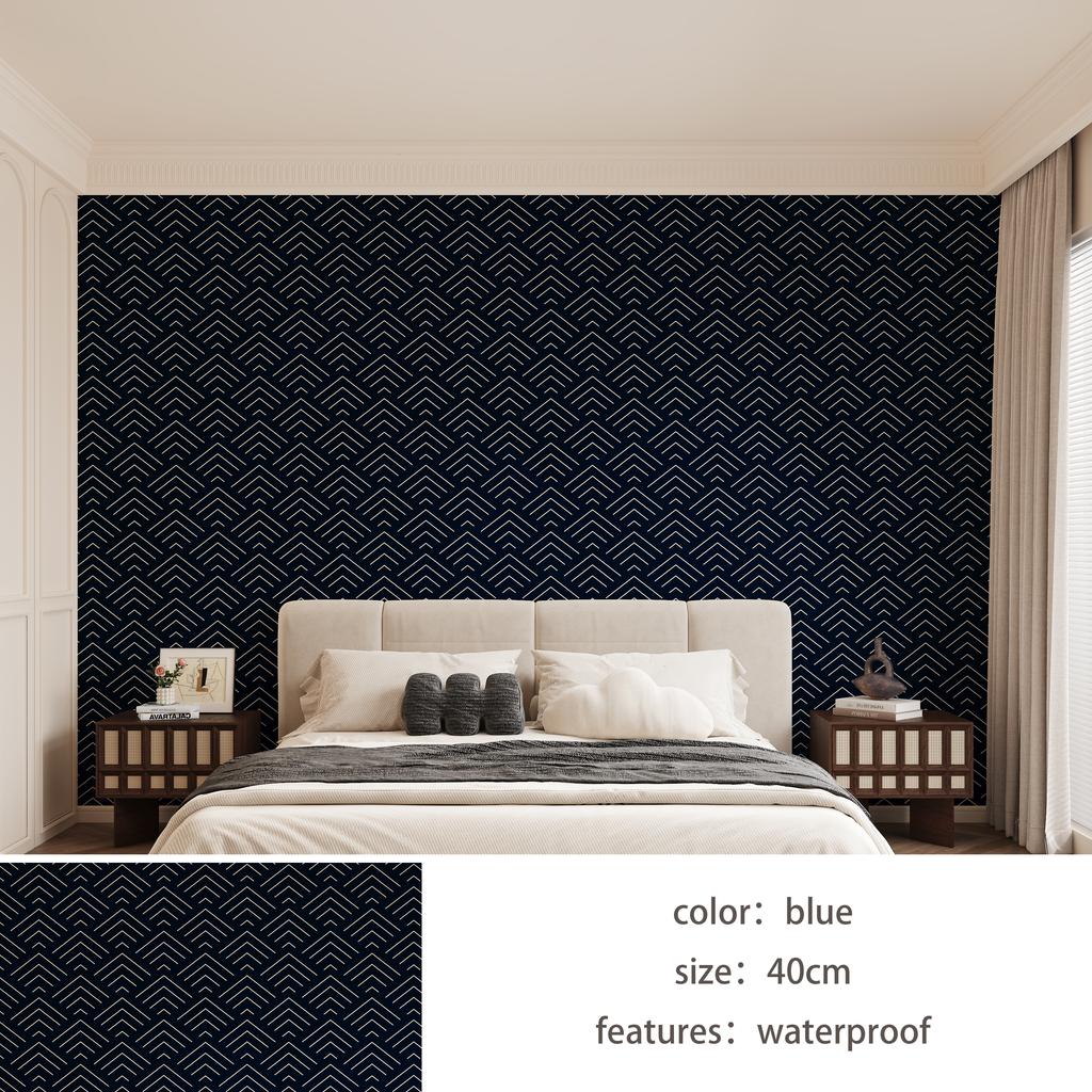 Waterproof Moisture-proof European Modern 40cm Wall Sticker Thickened Background Wallpaper Room Decoration Bedroom Stripes