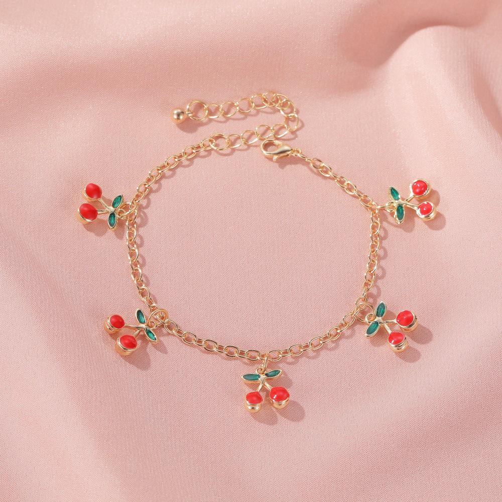 Korean-Style Mori Girl Sweet Cherry Bracelet for Women – Simple INS Design, Niche Style Student Bangle.