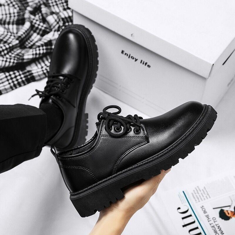 Men‘s Shoes Business Waterproof Black Leather Shoes Men Versatile Thick-Soled Board Shoes Spring Work Shoes.