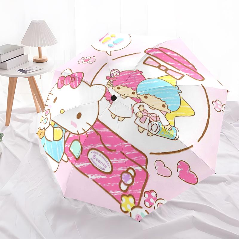 1pc Hello Kitty Automatic Opening/Closing Umbrella with 3-Fold Design, 8-Bone Iron Frame, Outdoor Use, Perfect Gift for Fans, Travelers, Daily Use, Su