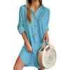 Women's Fashion Long Sleeve Lapel Button Down Shirt Dresses