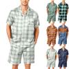 Men's Short Sleeve Pajama Set Button Down Shirt and Shorts Soft Lightweight Casual Sleepwear Lounge Set S-XXXXL