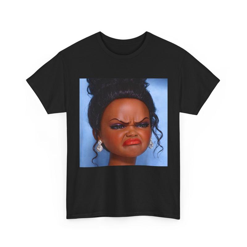 Angry Disgusted Black Doll Face Meme Funny Unisex T-Shirt M