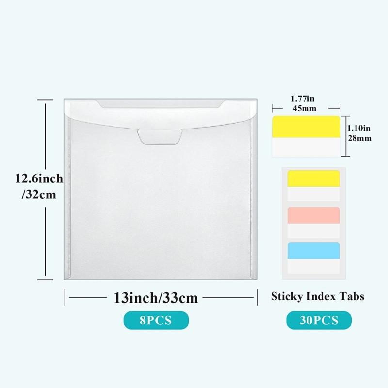 10Pcs Scrapbook Paper Storage Organizers Clear Scrapbook Paper Organizers with Sticky Indexes Tabs Holds Scrapbook Paper