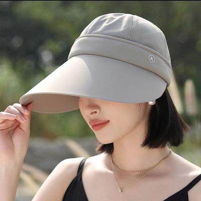 Fashion Foldable Women's Summer Hat UV Protection Adjustable Big Brim Visor Caps with Removable Cap Top Sunscreen Ball Cap