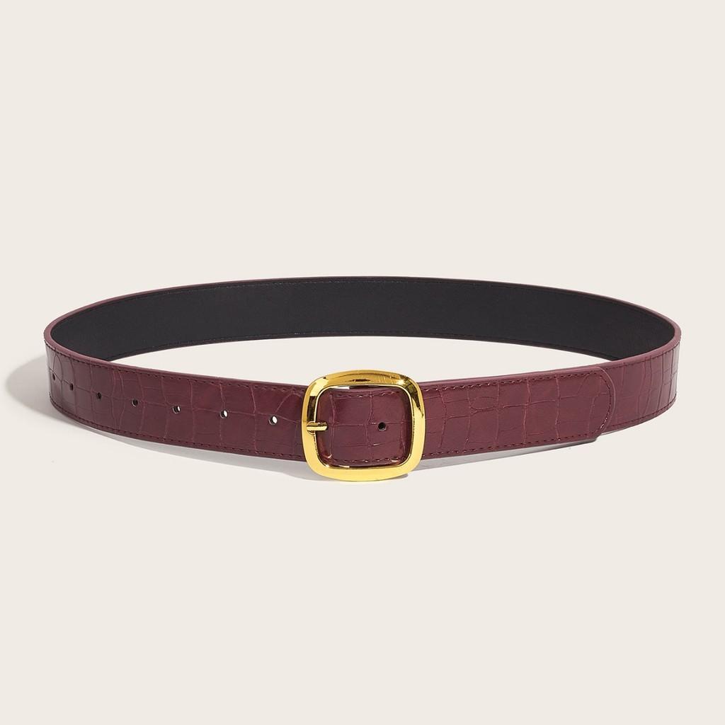 Vintage Black Pu Leather Belt For Women With Square Sugar Pattern For Retro Fashion