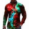 Men's Optical Illusion Smoke Dazzle Color Shirt Button Up Shirt Casual Long Sleeve Fashion Casual Streetwear Vacation