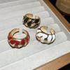 Vintage Red Enamel Drip Oil Open Rings For Women Girls Fashion Metal Irregular Patterned Adjustable Finger Ring Jewelry Gifts
