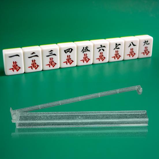 4Pcs Rack Jongg with Pusher Heavy Mahjong Tile Holder Push Ruler