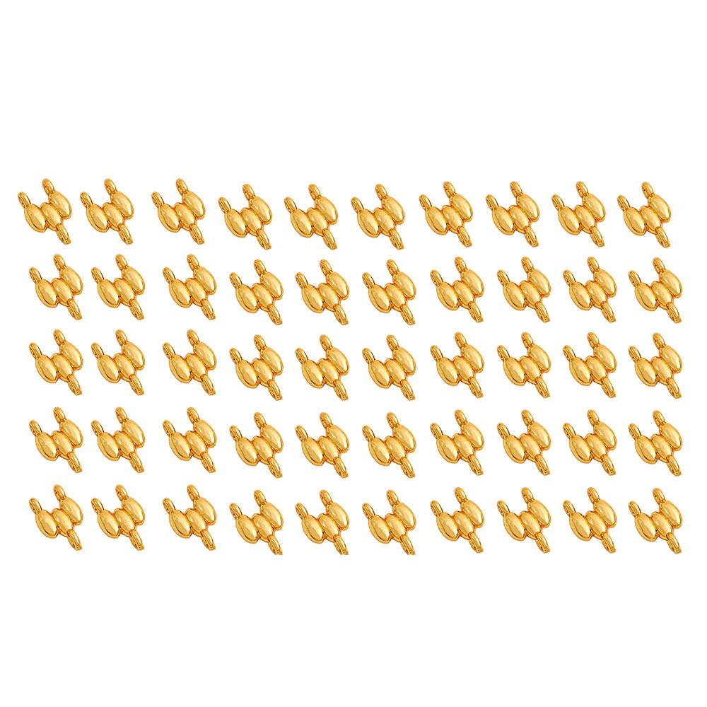 50Pcs 18K Gold Plated Gold Plated Connectors 11mm*7mm Size 2-Row Design Brass Connectors Brass Material Gold Plated Finish