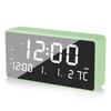 Digitale LED-Spiegeluhr, Wecker, Kalender und Schlummerfunktion, °C/°F, Innenthermometer einstellbar