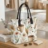  Boho Floral Coffee Print Canvas Tote Bag Casual Daily Shoulder Handbag for Shopping Travel