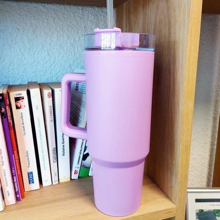 Thermobecher 1100ml mit Strohhalm und Griff – Auslaufsicher und Spülmaschinenfest - Farbe Lila