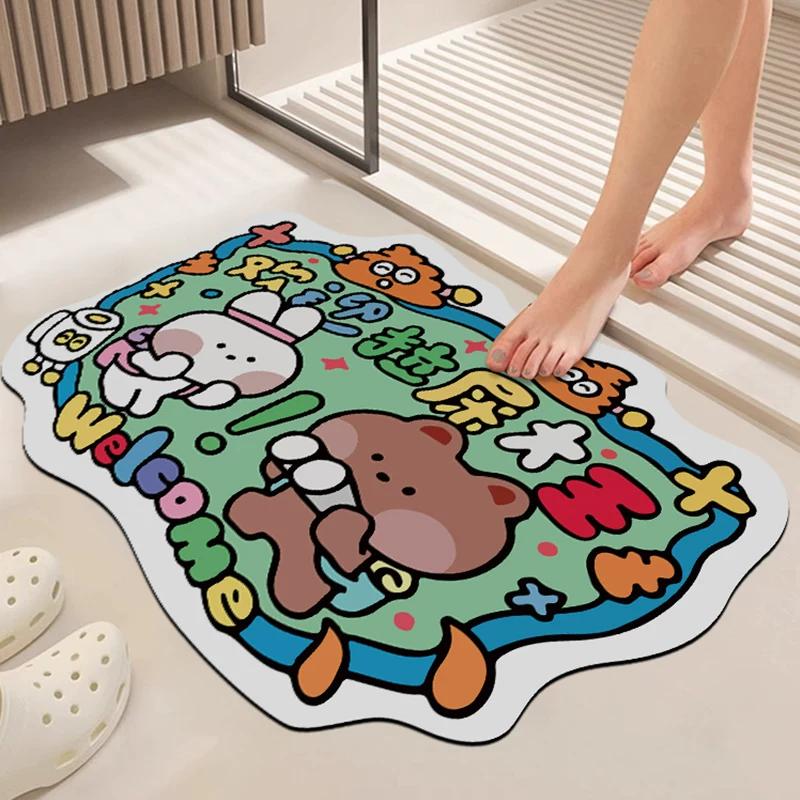 Bathroom Mats Diatom Ooze Absorbent Pads Bathroom Entrance Non Slip Quick-Drying Foot Mat Dry Wet Separation Bathroom Carpet