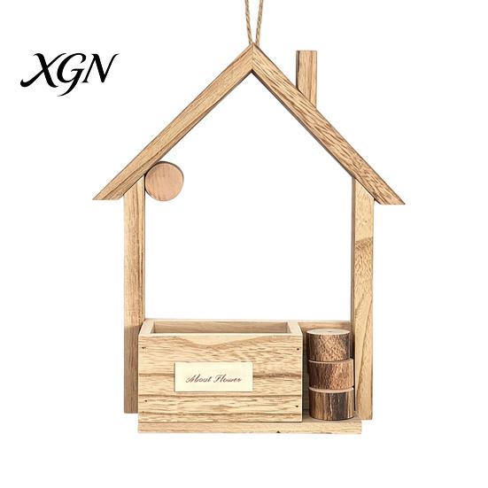Rustic Home Wall Decoration Wooden Planter, Creative Hanging Flower Pot Basket for Indoor Plants Decorative Faux Flowers, Decor Living Room