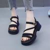 Internet celebrity Roman sandals women's summer models 2025 new super fire muffin thick-soled mid-heeled skirt, thick-heeled sandals