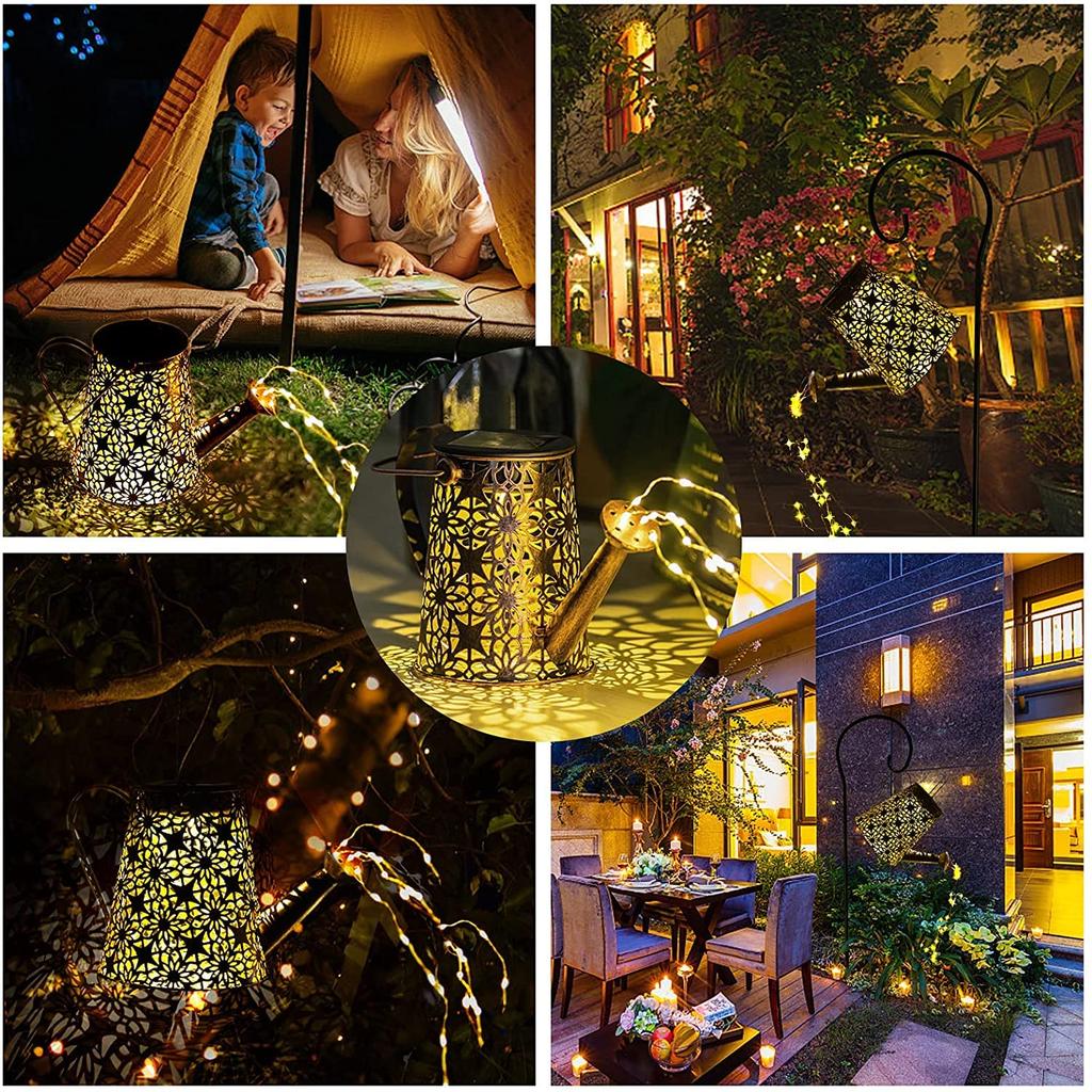 ArilAril Solar Garden Watering Can Decorative Garden LED Light with Flickering Flowing Water Solar IP65 Waterproof and Light Automatic No Wiring Easy