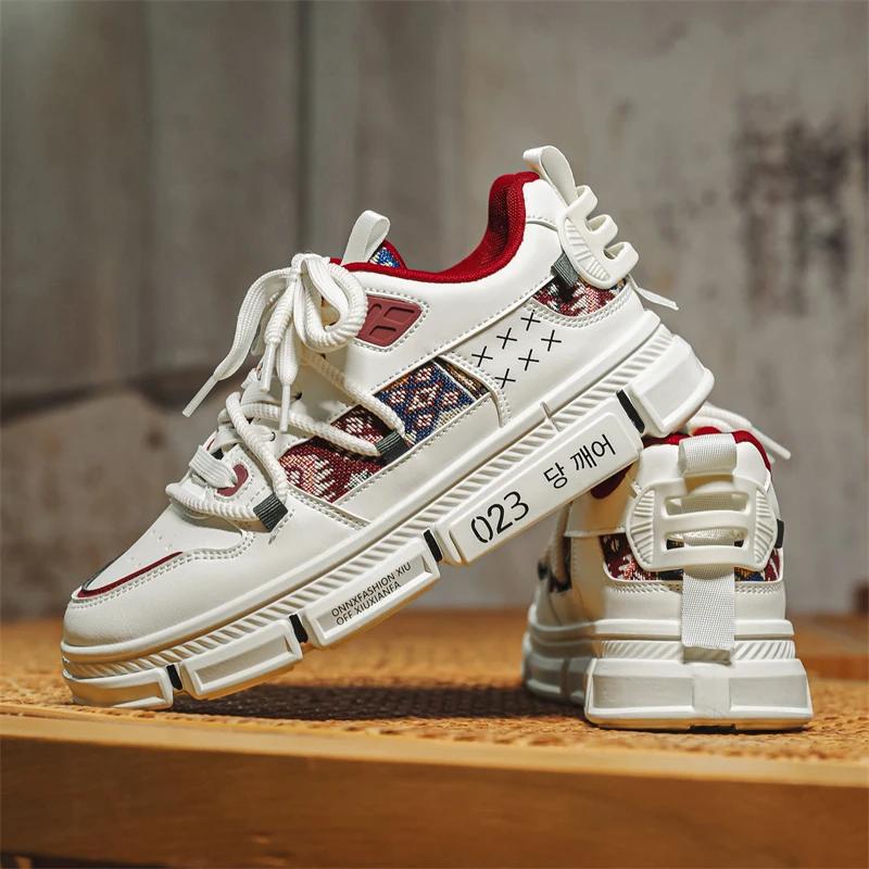Skateboard Men's Sneakers Non-Slip Fashion Skateboard Shoes for Men Sports and Leisure Apring and Autumn Round Toe All-match