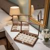 Retro Jewelry Display Tray Decorative Soft Lining Sunglasses Display Holder Visible with Compartments Jewelry Box