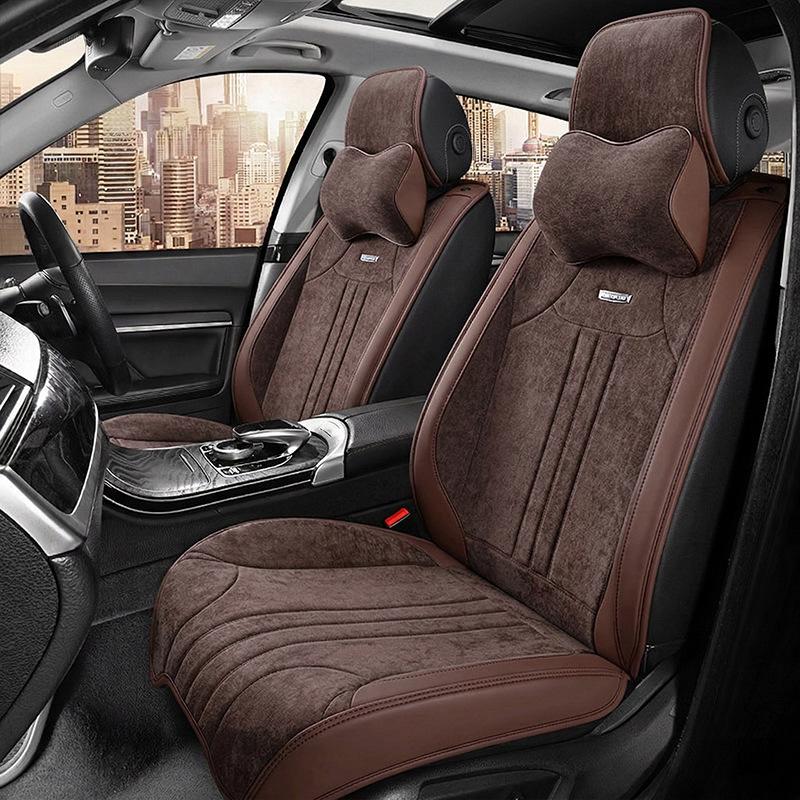 Full Coverage Velvet Chenille Car Seat Cover for All Seasons - Leather Sedan Cushion