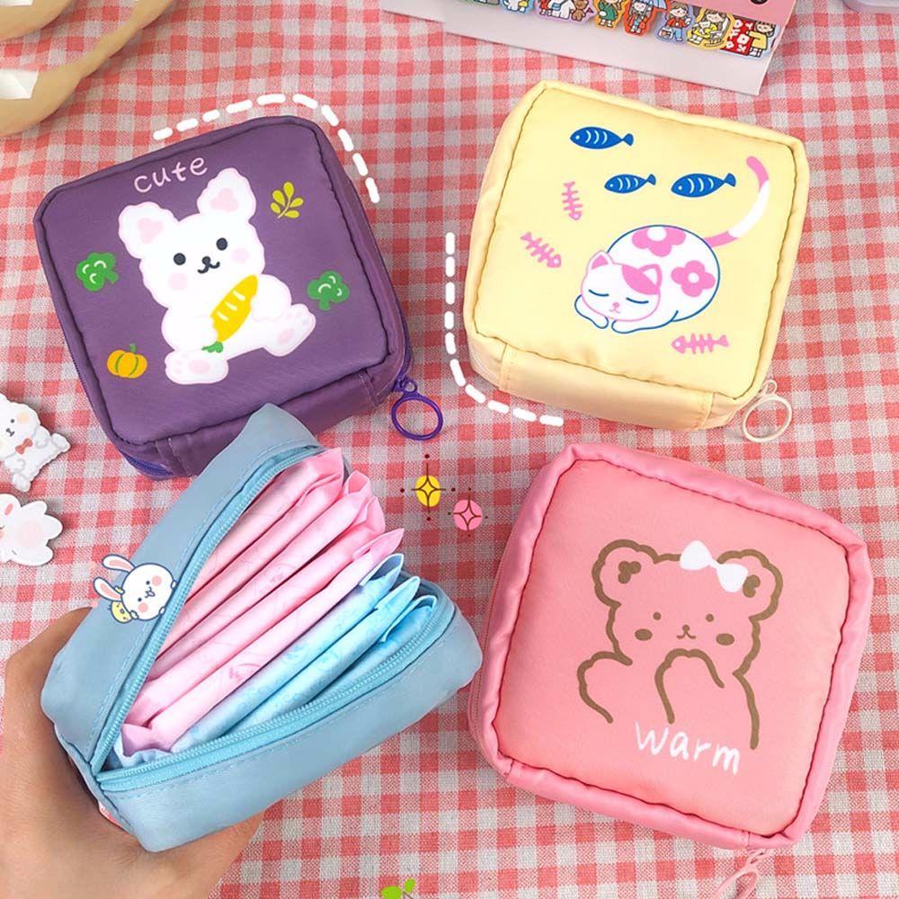 Cat Waterproof Sanitary Pads Storage Lipstick Pouch Cosmetic Bag Sanitary Napkin Bag Coin Purse