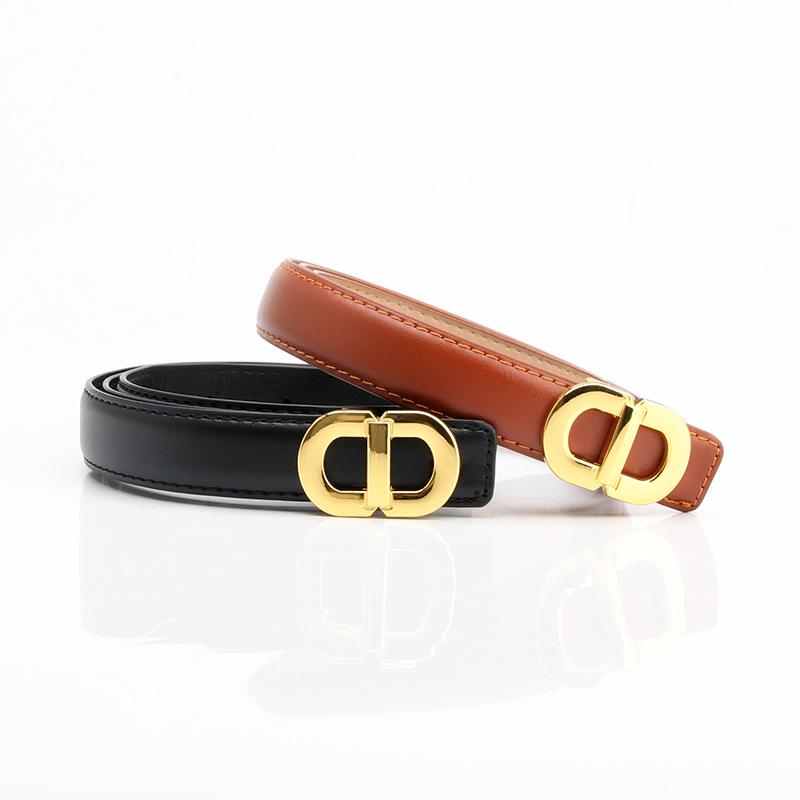 Women's High-End Gold Double D Waist Belt - Trendy Fashion PU Belt for Jeans