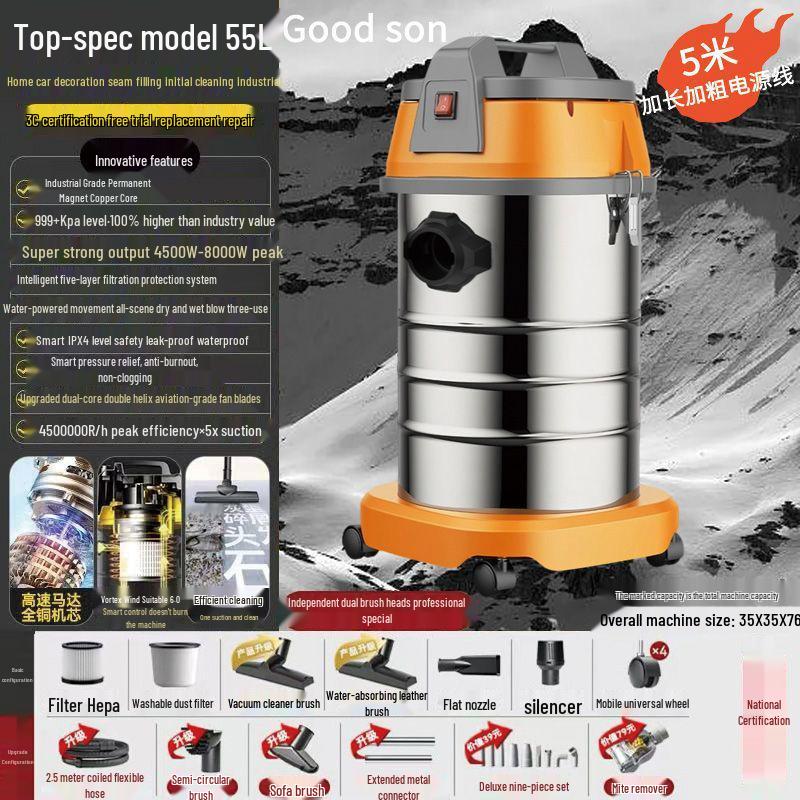 GUTSEN Dual-Use High Suction Wet/Dry Industrial Vacuum Cleaner for Heavy-Duty and Car Cleaning