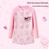 Kuromi Girls' Long Sleeve Sun Protection One-Piece Swimsuit for Kids - Professional Training Boxer Style