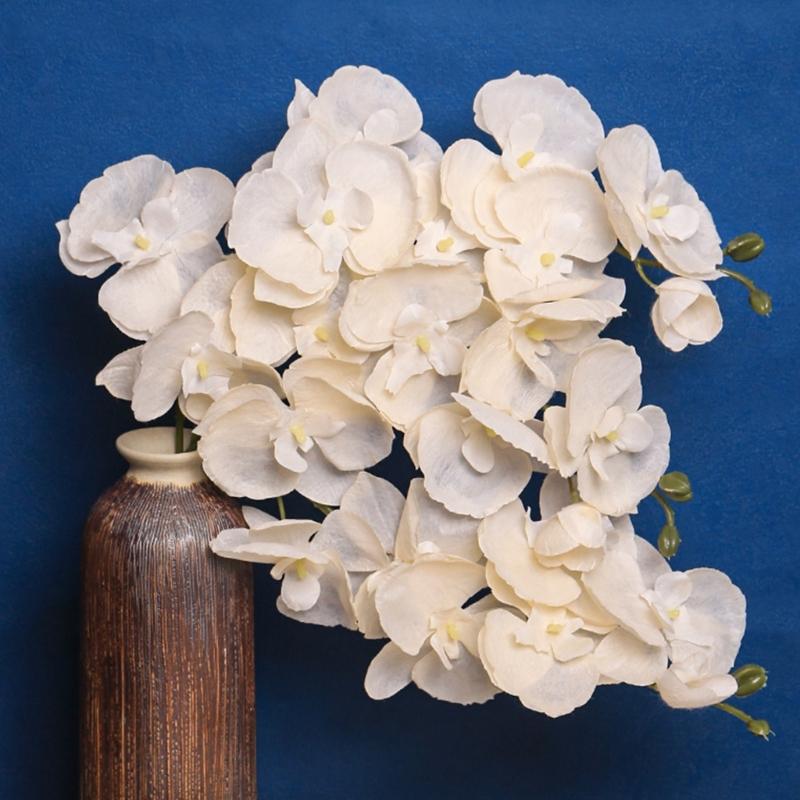 Realistic Artificial Orchids Stem Silk Flower Branch for Permanent Wedding Displays or Home Vases Table Decoration