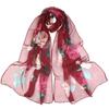 Lotus Geogette Medium-Long Silk Printed Scarf Summer Sunscreen Shawl Mom Gift Style Dance Versatile