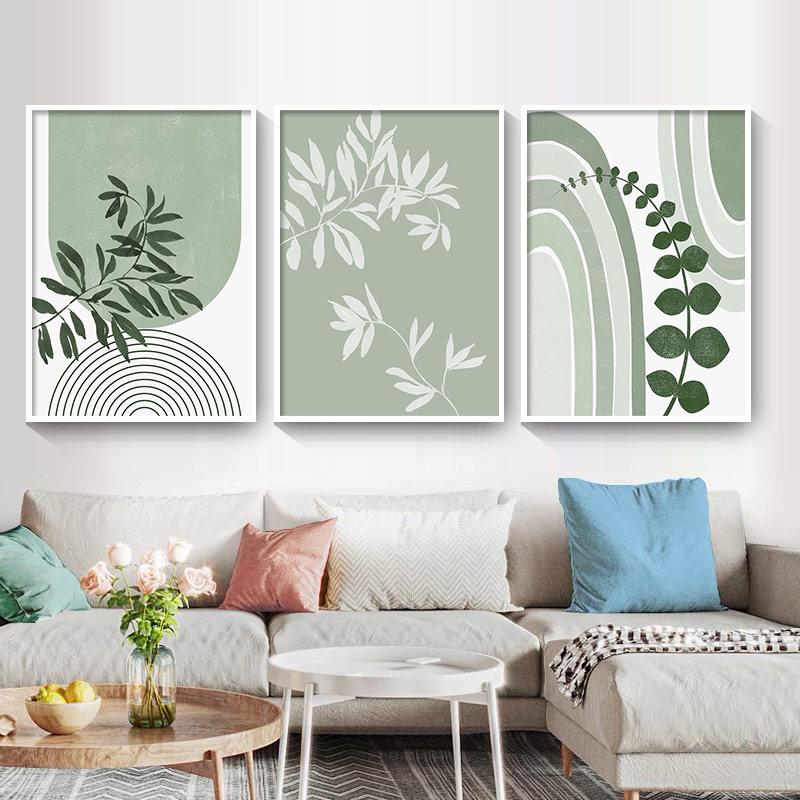 Abstract Line Girl Face Monstera Leaf Green Arched Nordic Posters And Prints Art Canvas Painting Wall Pictures Living Room Decor