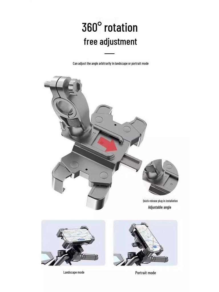 Shockproof Bicycle & Motorcycle Rearview Mirror Phone Holder for Navigation
