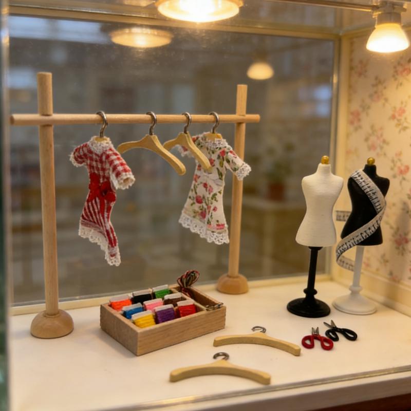 

1 Set Mannequin Torso Clothing Rack /Sewing Scene Accessories 1:12 Scale Dollhouse Miniature Dress Form Kit one size