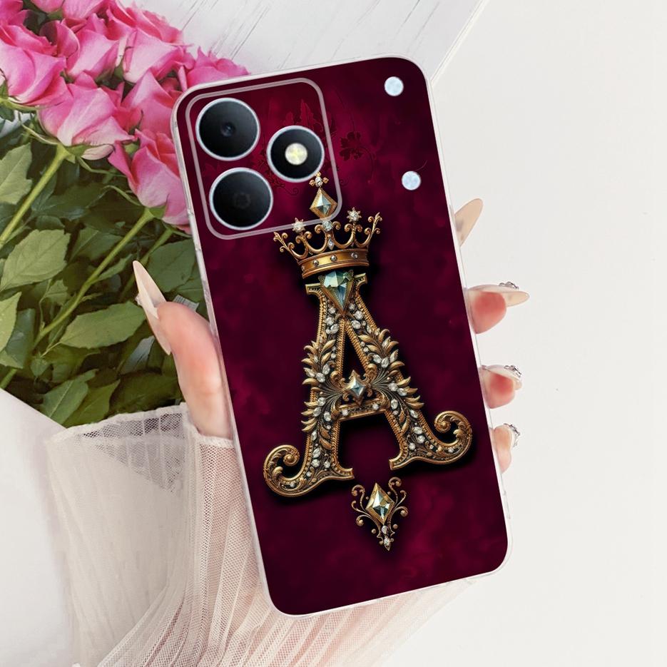 Für Realme Note 80 Hülle RMX5388 Niedliche Krone Buchstaben Abdeckung 6,74'' Weiche Dünne Handyhülle Für Realme Note 80 Note80 Rückseite Hüllen