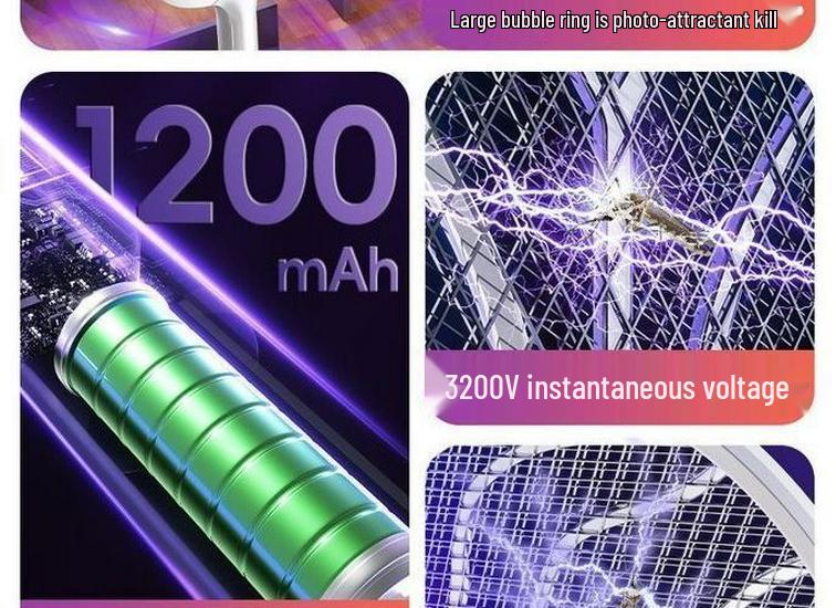 Zanzariera Elettrica Ricaricabile: Nuovo Modello, Potente e Durevole Batteria al Litio Zapper a Pipistrello.