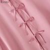 ZANZEA Women Casual Stand Collar Solid Color Loose Long Sleeve Blouse