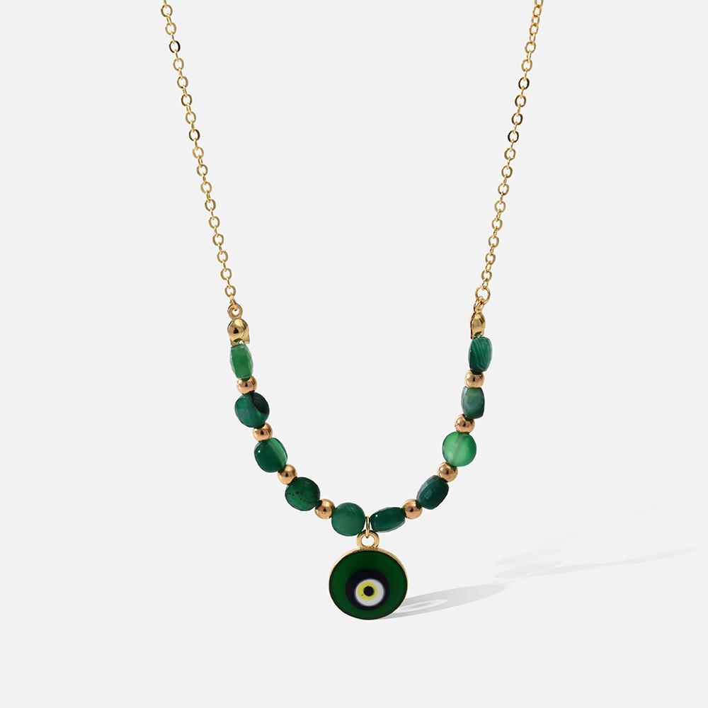 Moderne Elegante Grüne Augen Halskette Für Frauen Einzigartiges Geometrisches Mehrschichtiges Design