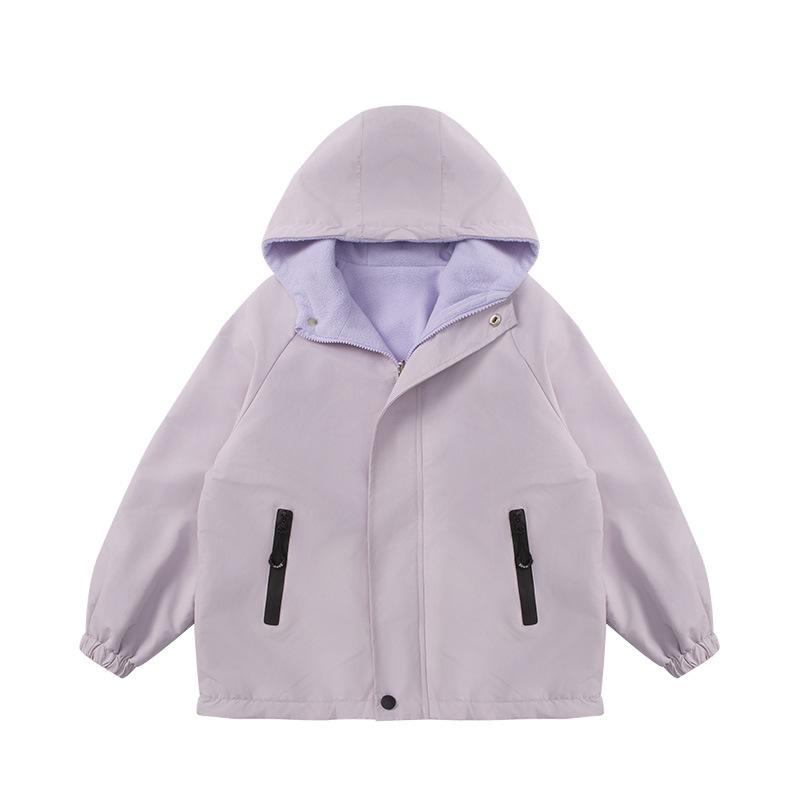 Girls Kids Double Fleece Lined Reversible Outdoor Windproof Jacket Coat