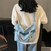 Large Capacity Student Tote Bag Solid Color Shoulder Crossbody Bag